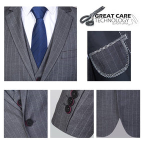 3-Piece Suit Stripe Design Suit Grey