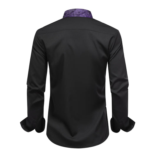 Men's long-sleeved casual shirt with a lapel collar WHOLESALE - Cloudstyle