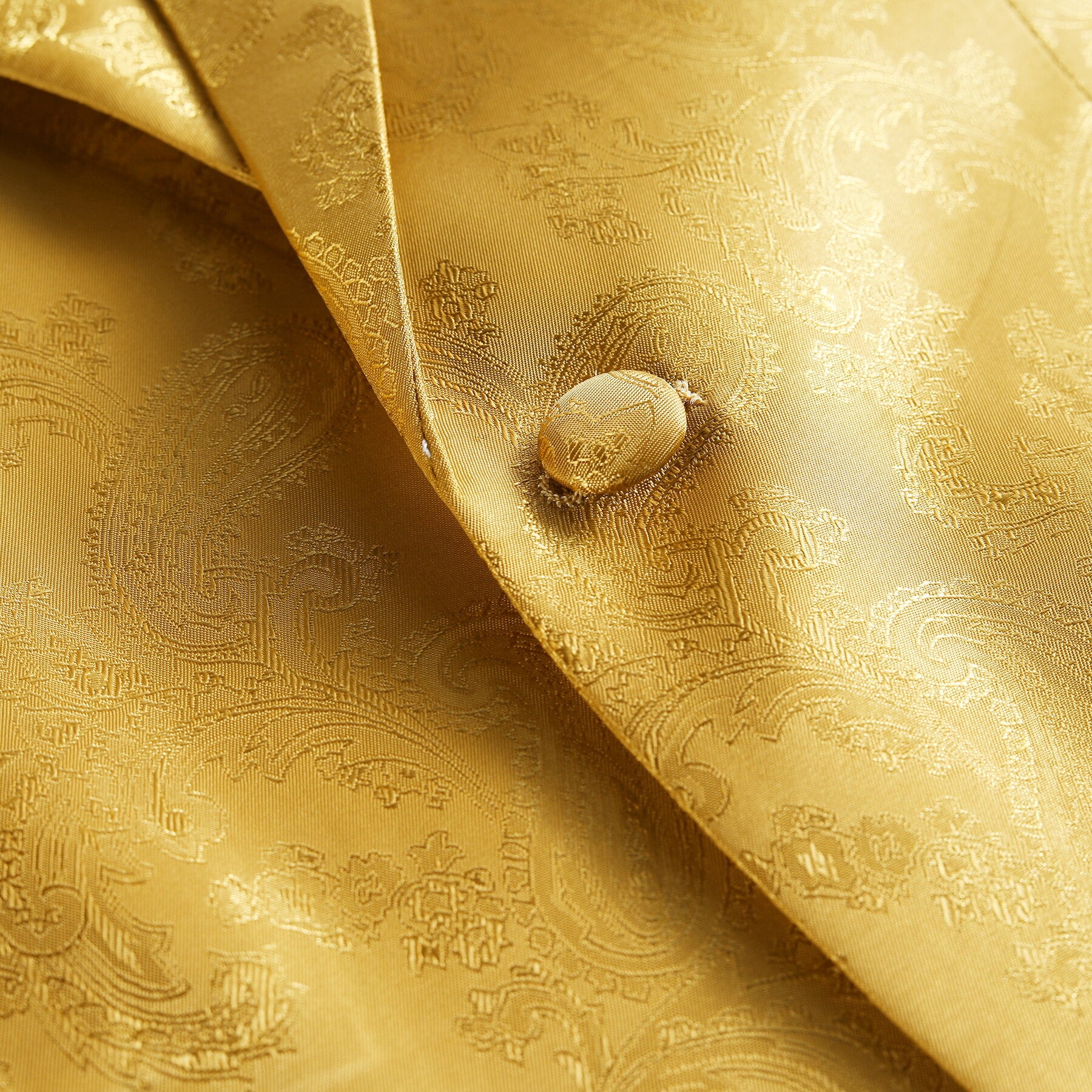 2-Piece Slim Fit Paisley Fashion Suit Yellow - Cloudstyle