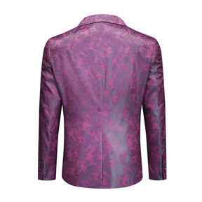 2-Piece Slim Fit Paisley Fashion Suit Fuchsia