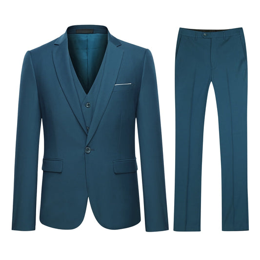 Cloudstyle Men's Slim Fit 3 Piece Suit One Button Business Wedding Prom Suits Blazer Tux Vest & Trousers - Cloudstyle