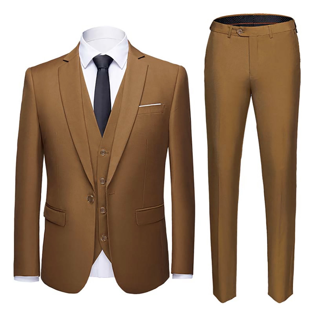 Cloudstyle Men's Slim Fit 3 Piece Suit One Button Business Wedding Prom Suits Blazer Tux Vest & Trousers