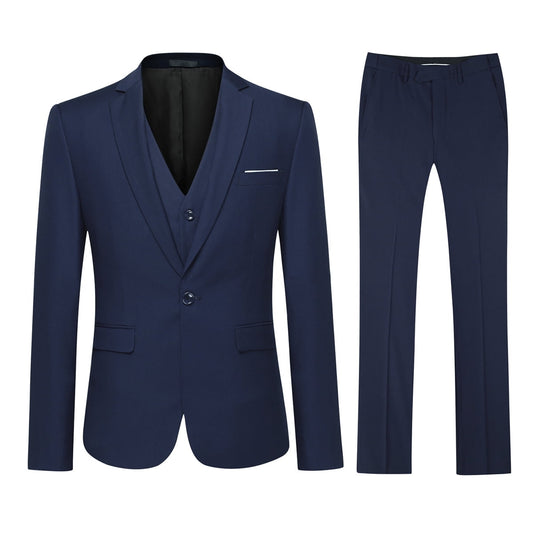 Cloudstyle Men's Slim Fit 3 Piece Suit One Button Business Wedding Prom Suits Blazer Tux Vest & Trousers - Cloudstyle