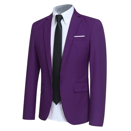Cloudstyle Men's Slim Fit One Button Solid Suit Blazer Jacket Casual Party Sport Coat - Cloudstyle