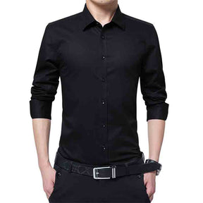 Slim Fit Turn-Down Collar Shirt Black