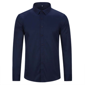 Slim Fit Turn-Down Collar Shirt Dark Blue