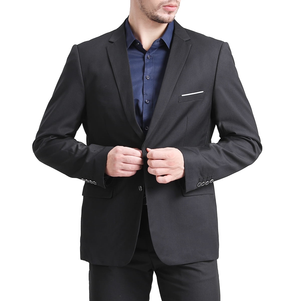 Mens Slim Fit Blazer Jacket Two-Button Notched Lapel Casual Suit Jacket WHOLESALE - Cloudstyle