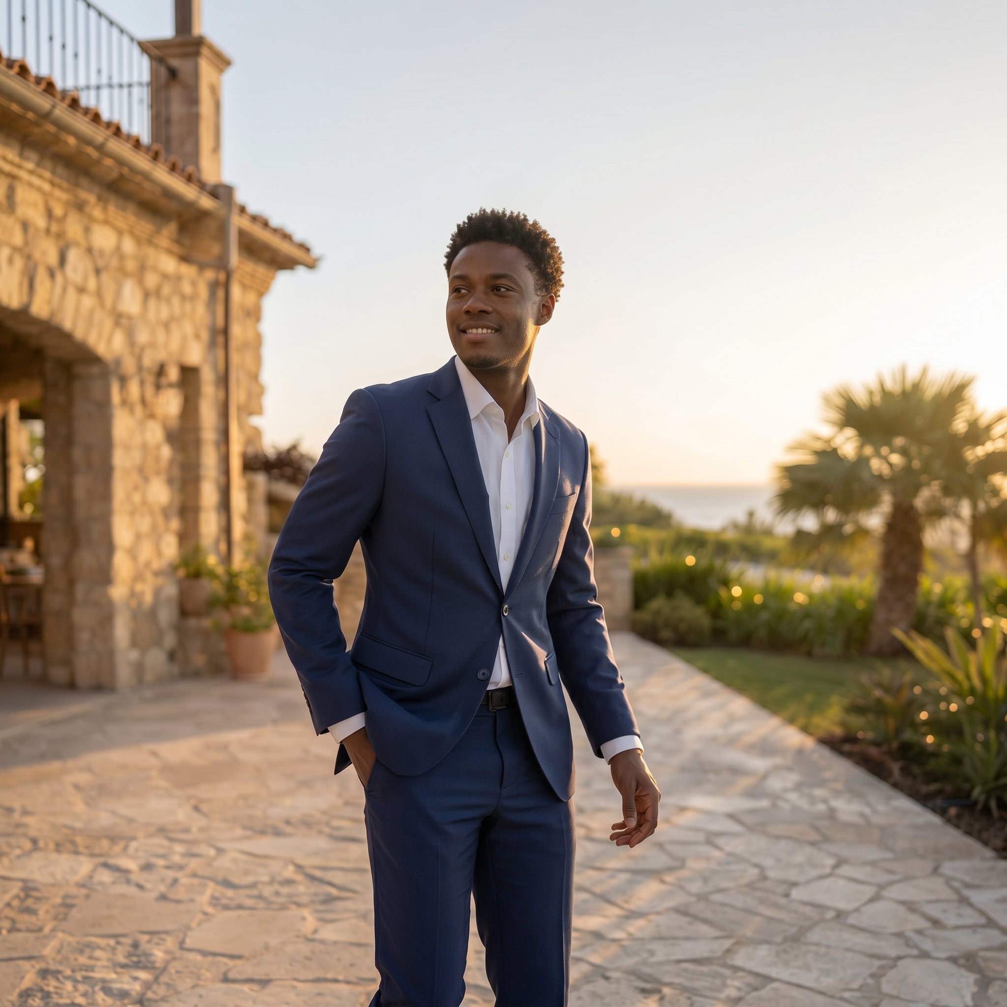 3-Piece Notched Lapel Casual Navy Suit - Cloudstyle