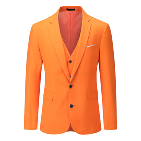 3-Piece Notched Lapel Casual Suit Orange