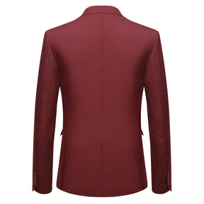 2-Piece Slim Fit Simple Designed Wine Red Suit