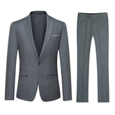 2-Piece Slim Fit Simple Designed Grey Suit