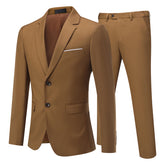 Mens 2-Piece Slim Fit Two Button Coffee Suit