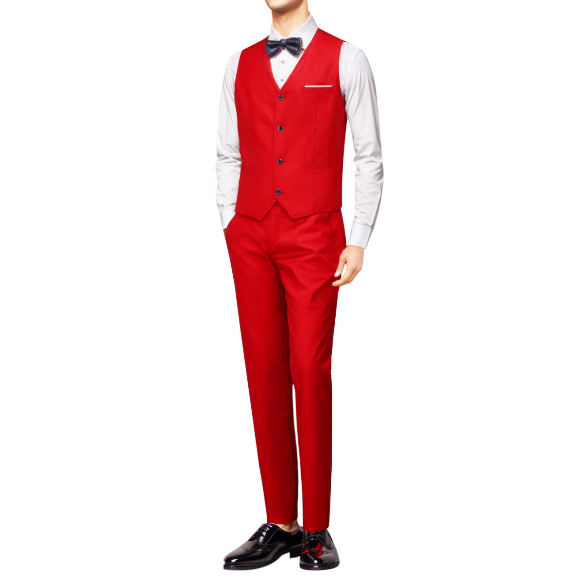 Slim Fit One Button Casual Red 3-Piece Suit