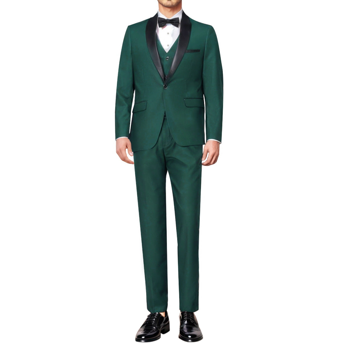 Slim Fit One Button Casual Green 3-Piece Suit