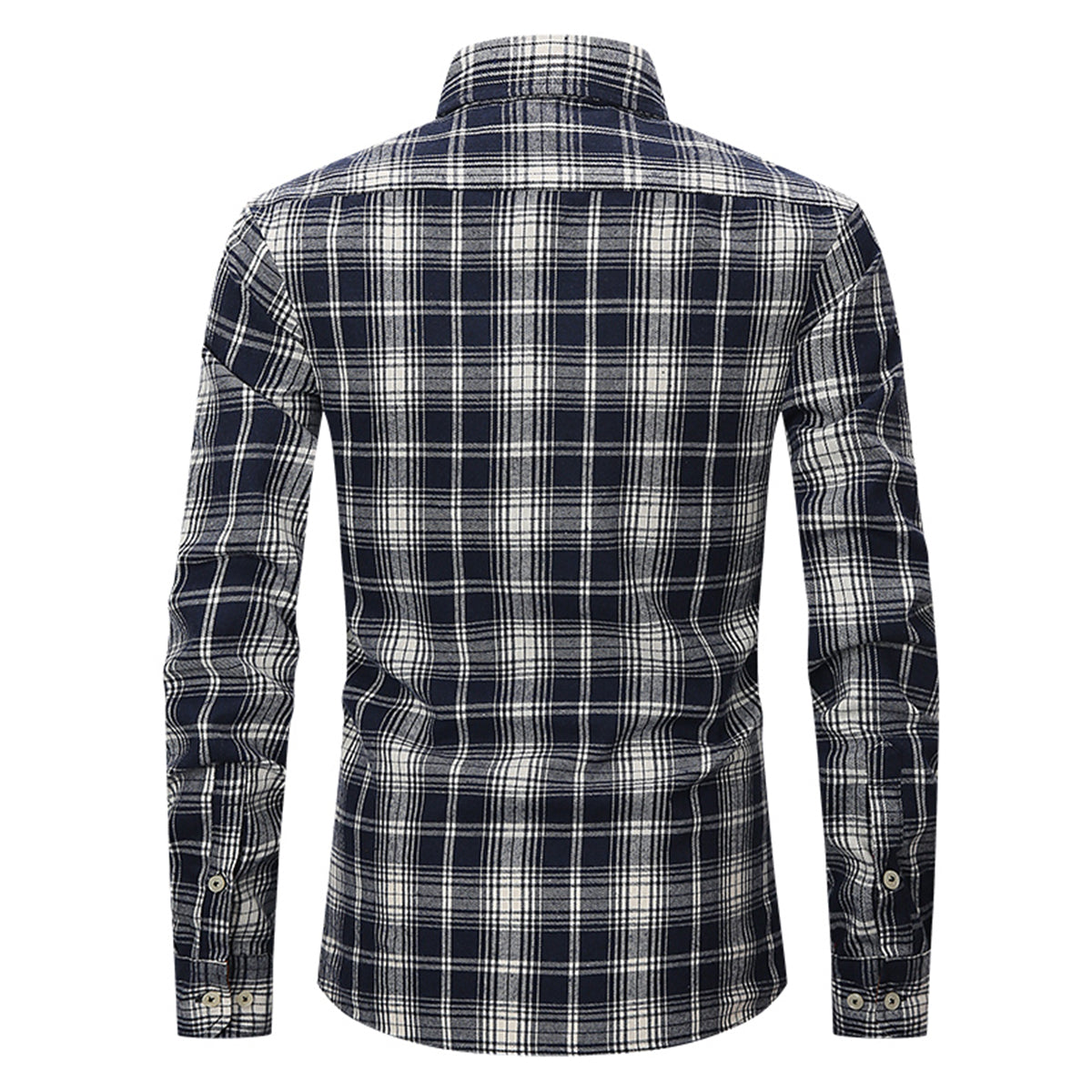 Men's Lapel Paid Long-sleeved Shirt Green and Black