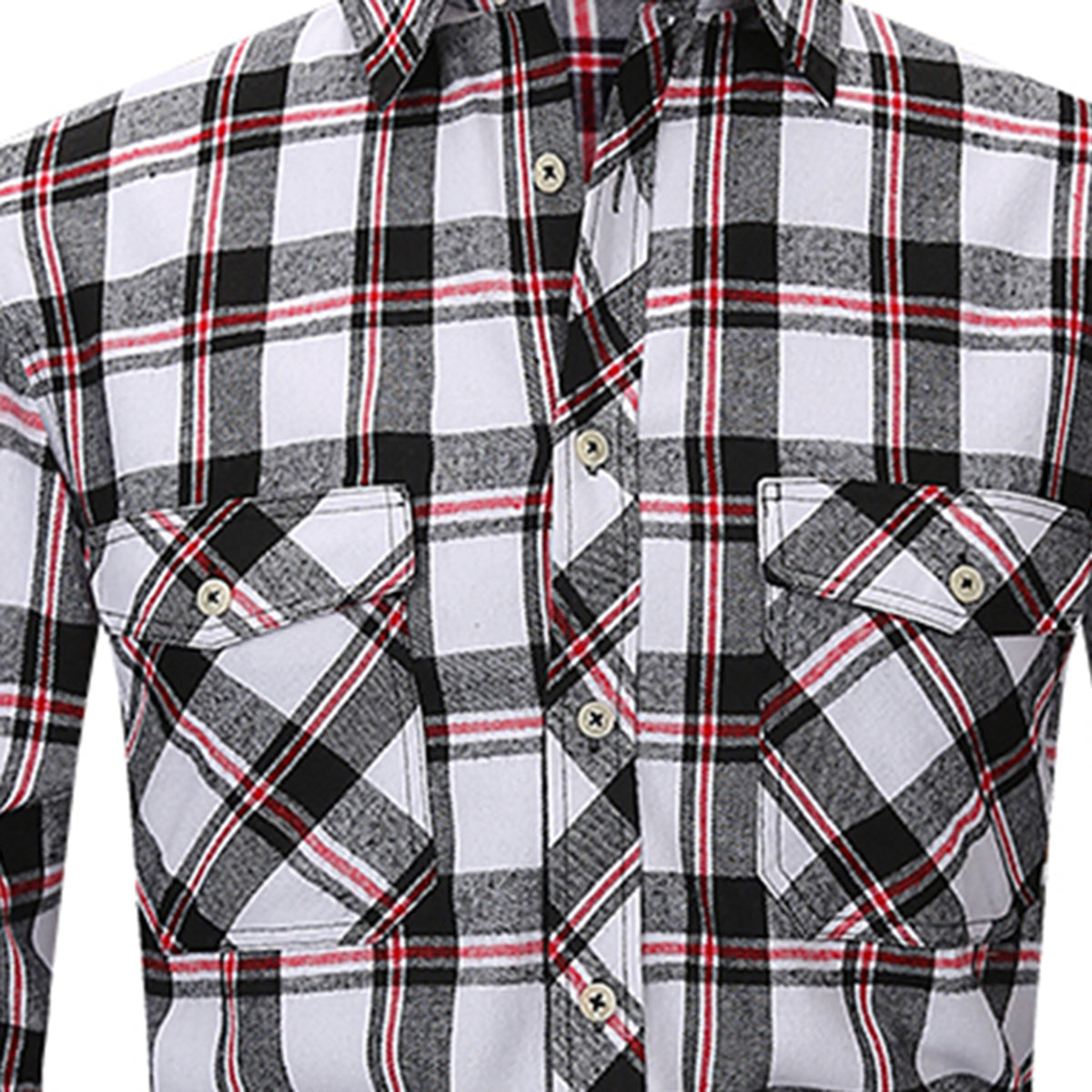 Men's Lapel Paid Long-sleeved Shirt Green and Black