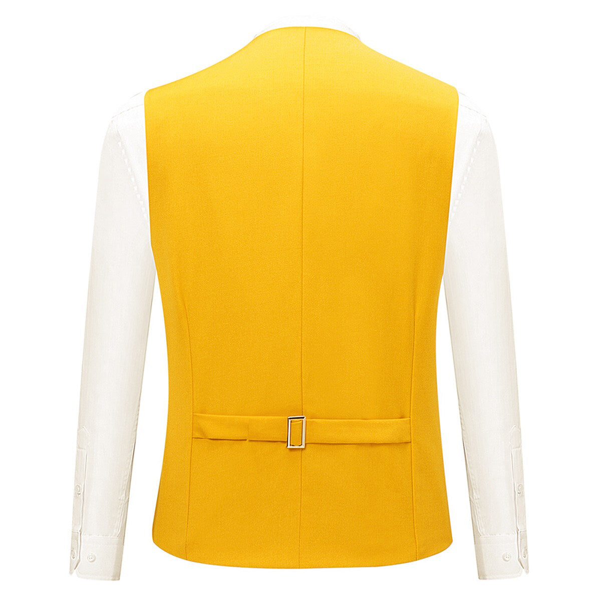 3-Piece Slim Fit Solid Color Jacket Smart Wedding Formal Suit Yellow - Cloudstyle