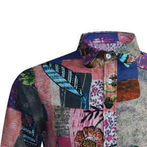Stylish Men's Floral Print Collar Short Sleeve Shirt