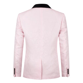 3-Piece Paisley Pink Suit Shawl Collar Suit