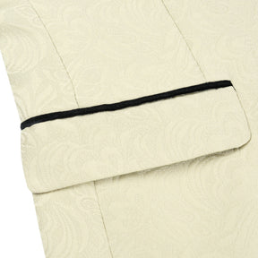 3-Piece Paisley Light Khaki Suit Shawl Collar Suit
