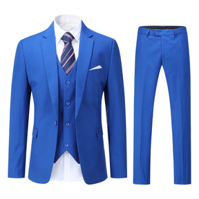 Mens 3 Piece Dress Suit Formal Casual Tux Vest Trousers Dark Blue