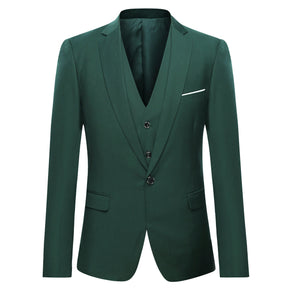 3-Piece Slim Fit One Button Fashion Oak Green Suit
