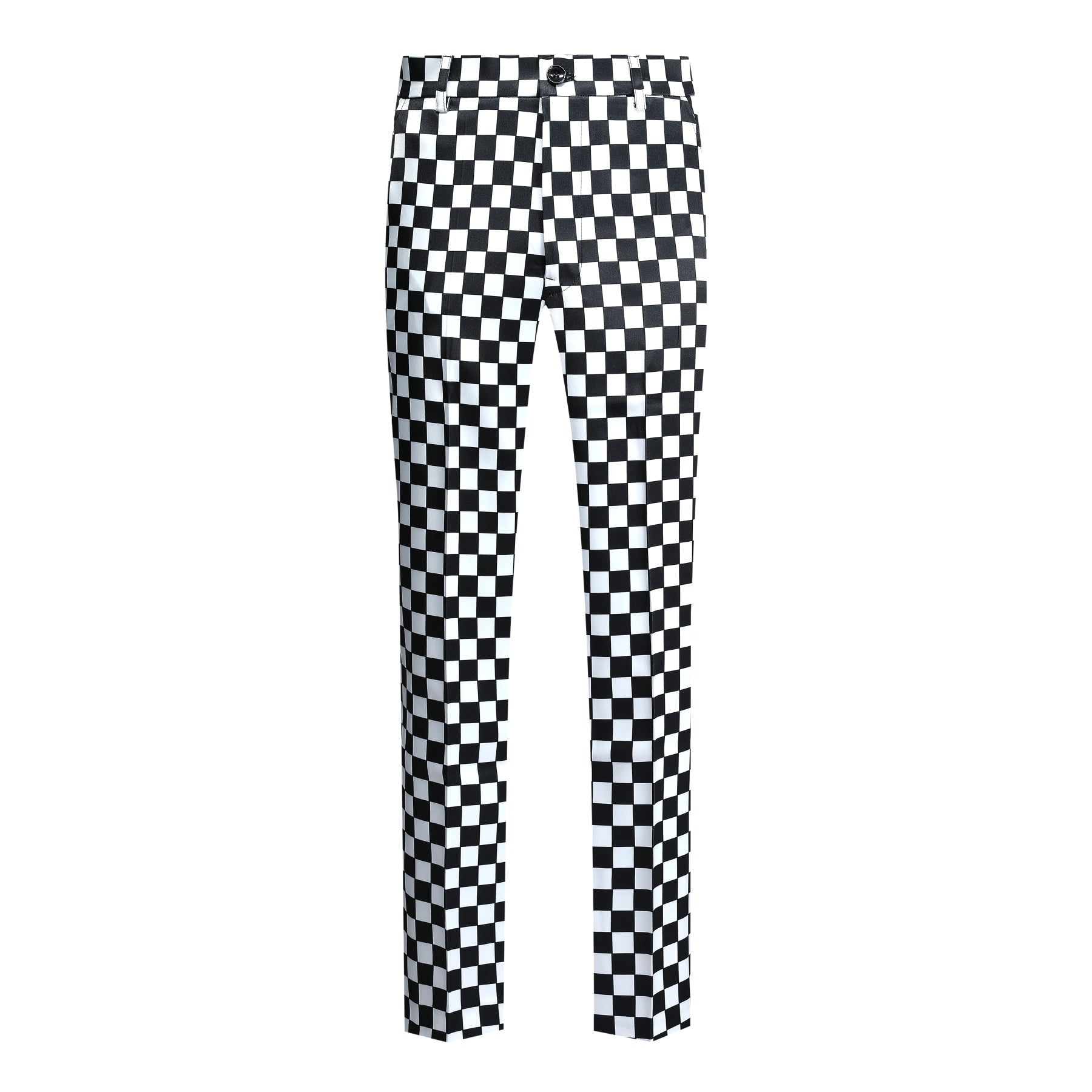 2-Piece Checkerboard Print Slim Fit Plaid Suit