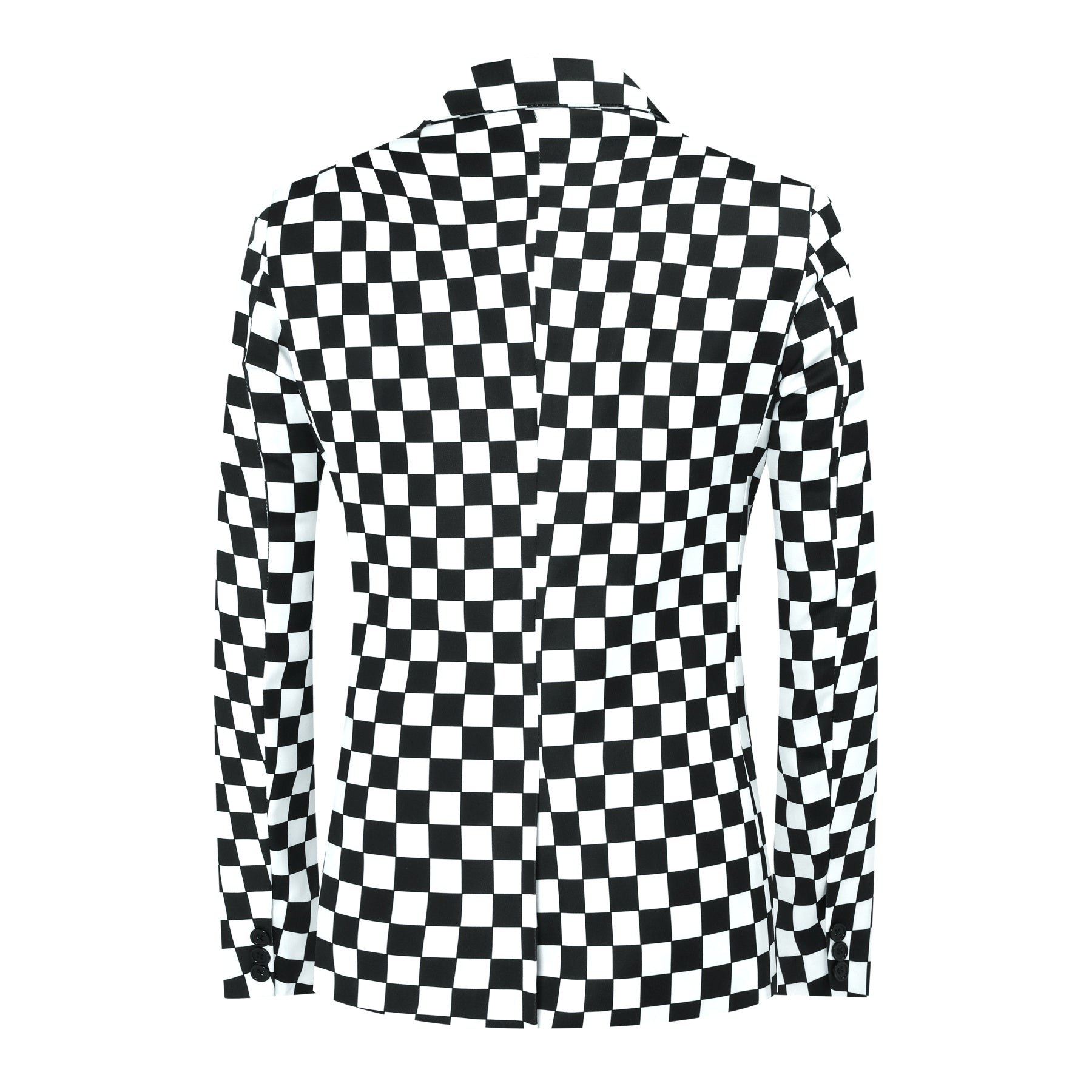 2-Piece Checkerboard Print Slim Fit Plaid Suit