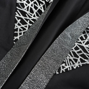 Men's Sequined Stand Collar Single-Breasted Blazer Black