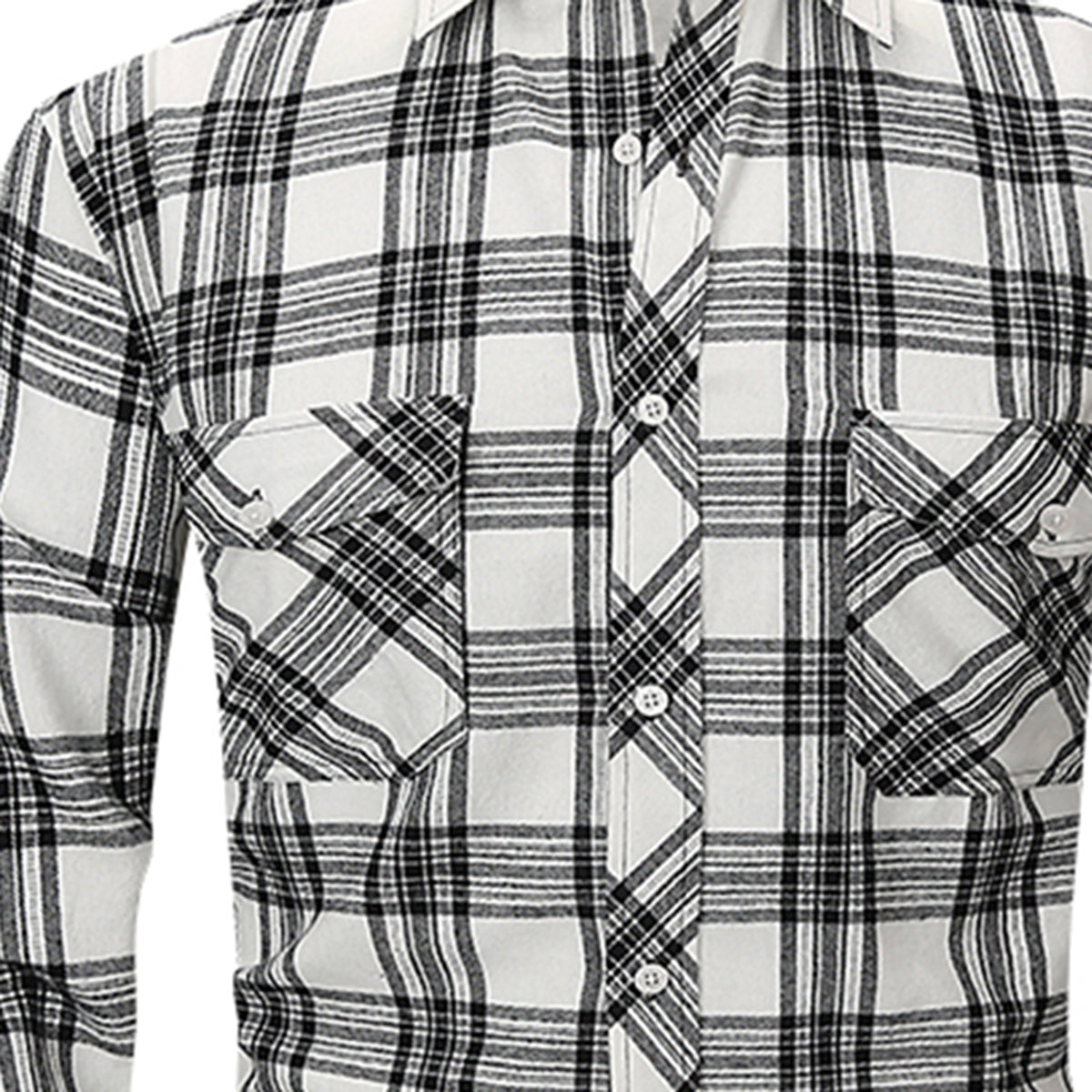 Men's Lapel Paid Long-sleeved Shirt Green and Black