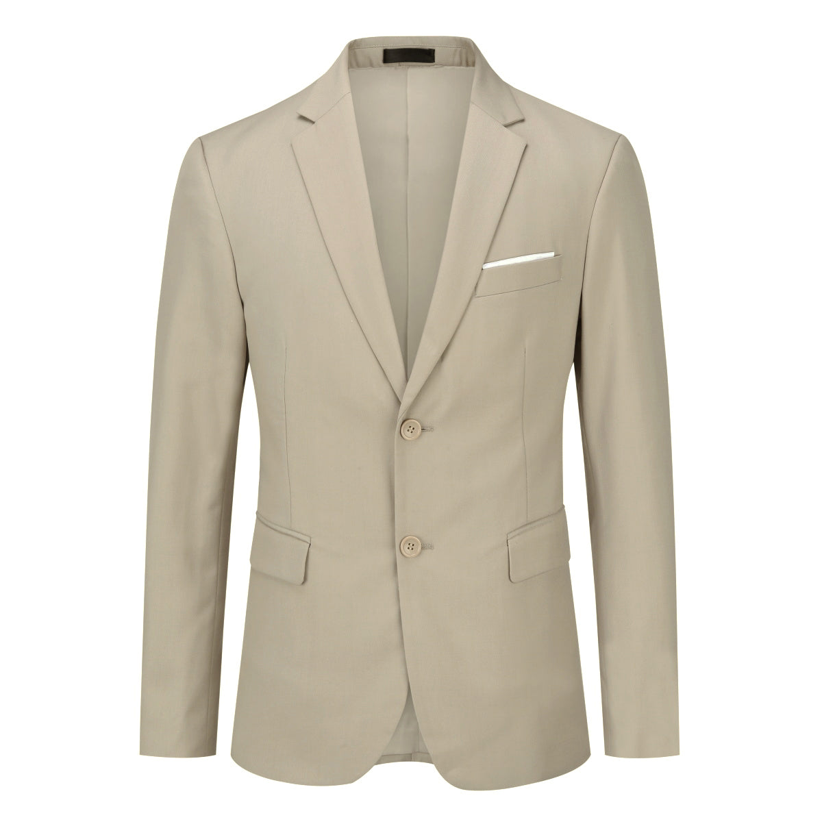 Mens 2-Piece Slim Fit Two Button Beige Suit - Cloudstyle