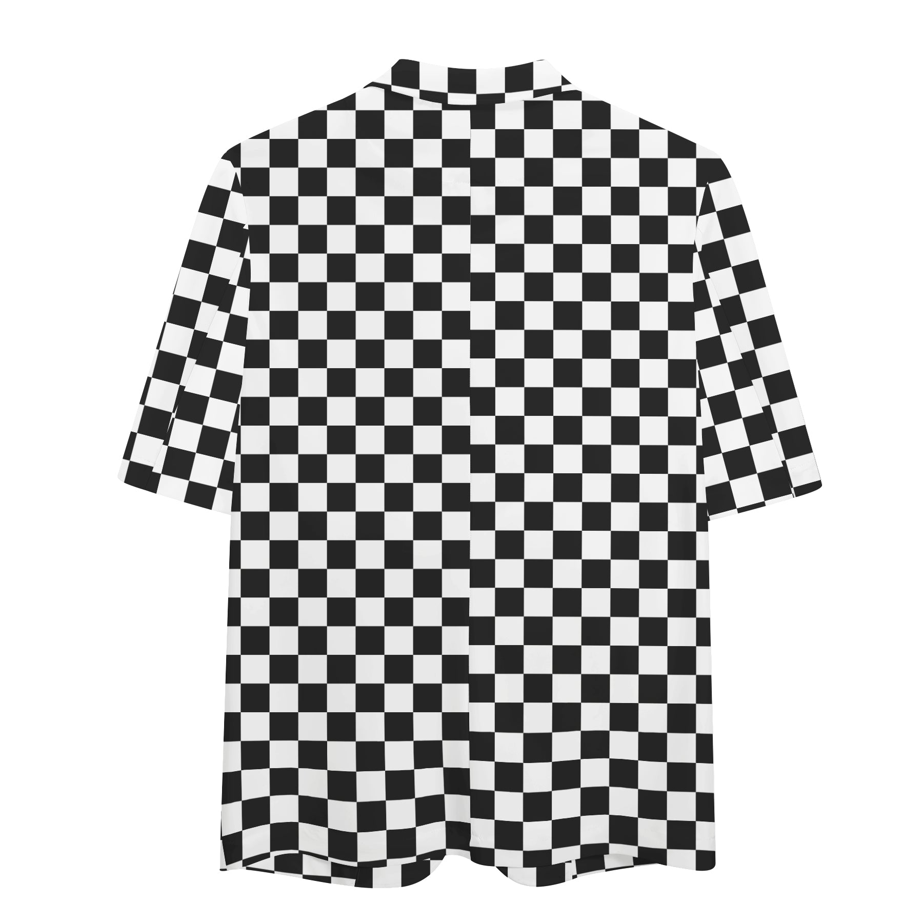 2-Piece Men's Printed Black and White Plaid Short Suit Set