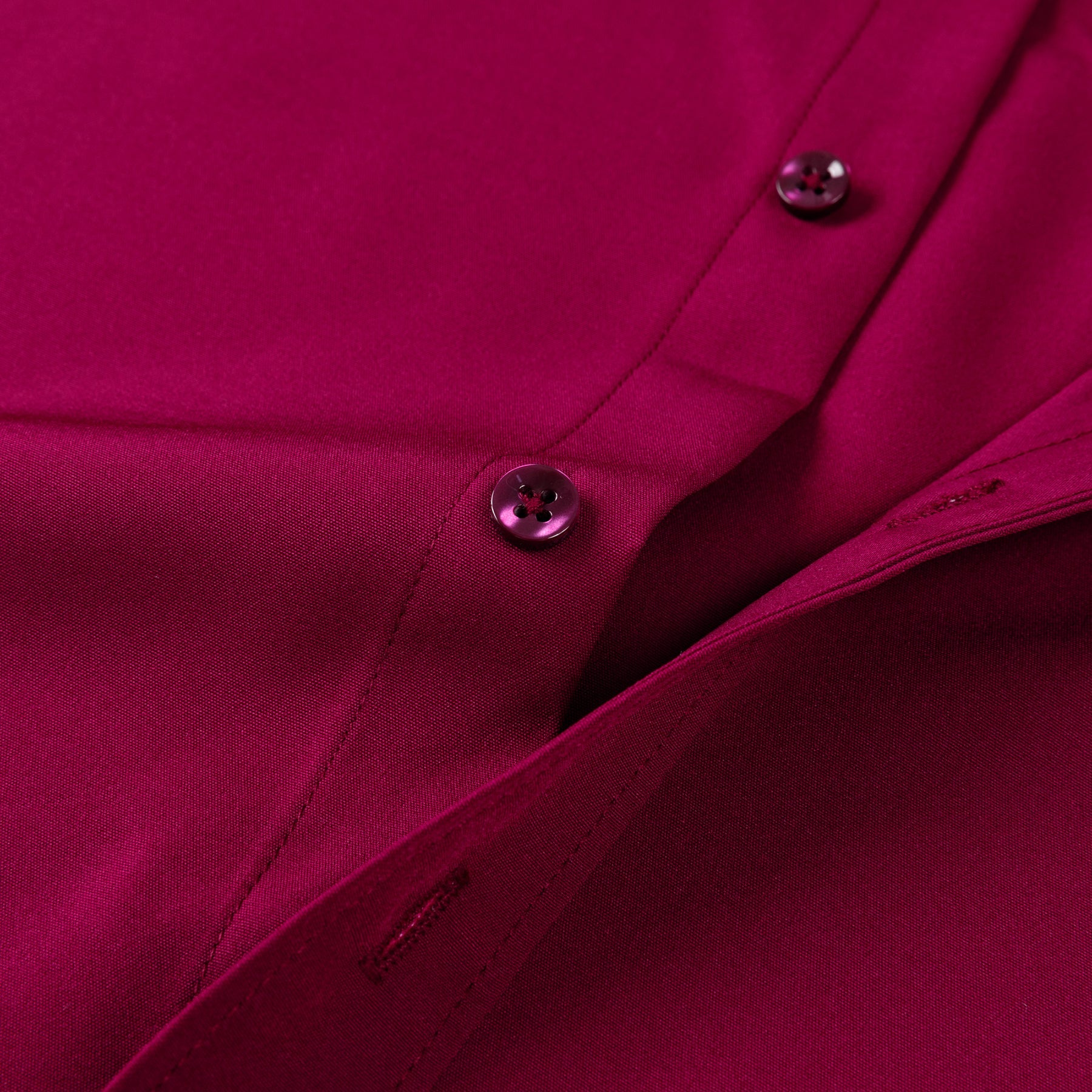 Men's Solid Square Neck Fitted Business Long-Sleeved Shirt Pink