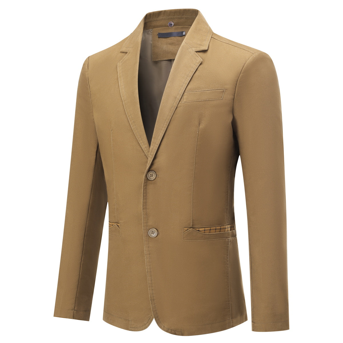 Cotton Light Khaki Jacket Two-Button Casual Blazer