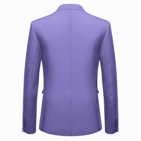 3-Piece One Button Formal Suit Purple Suit