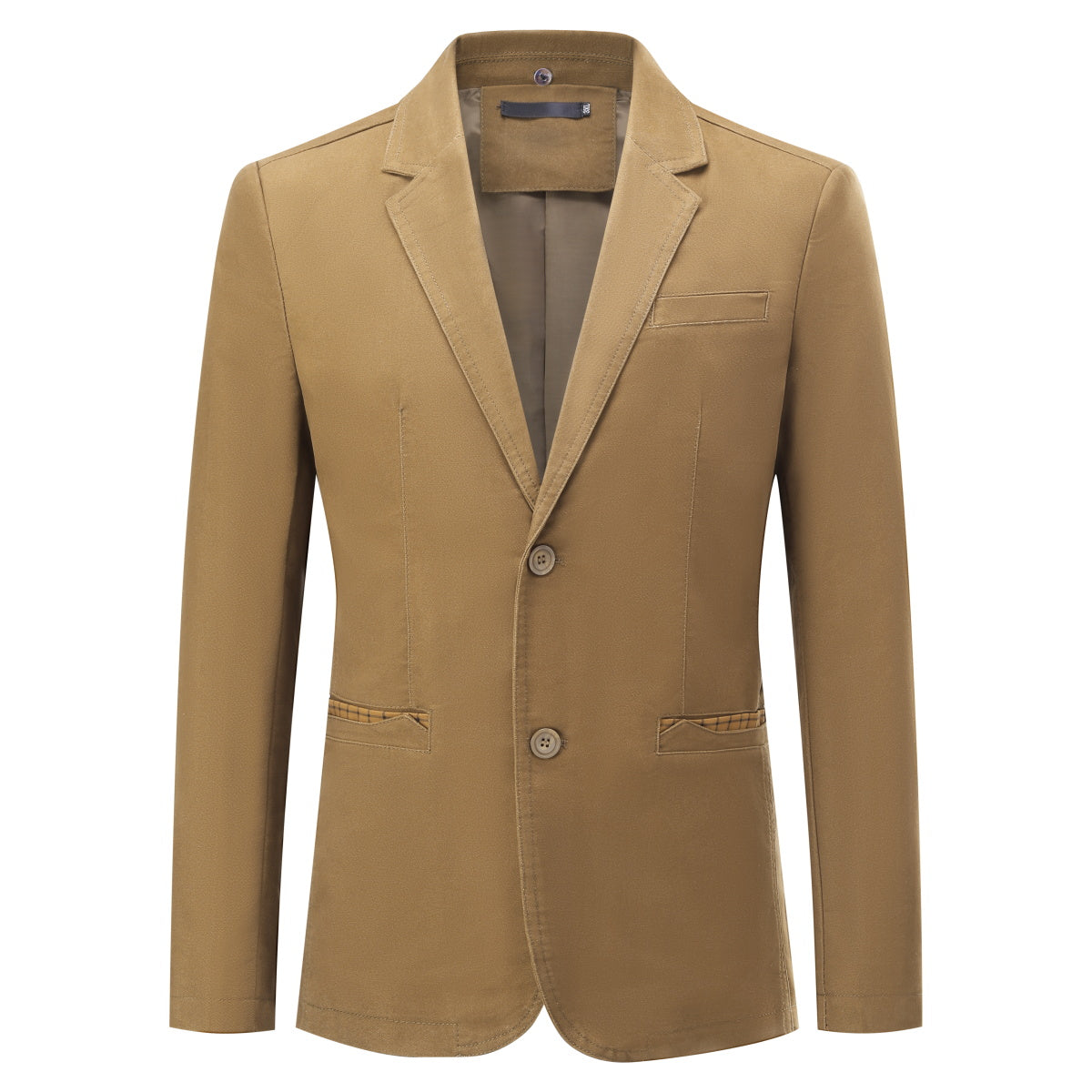 Cotton Light Khaki Jacket Two-Button Casual Blazer