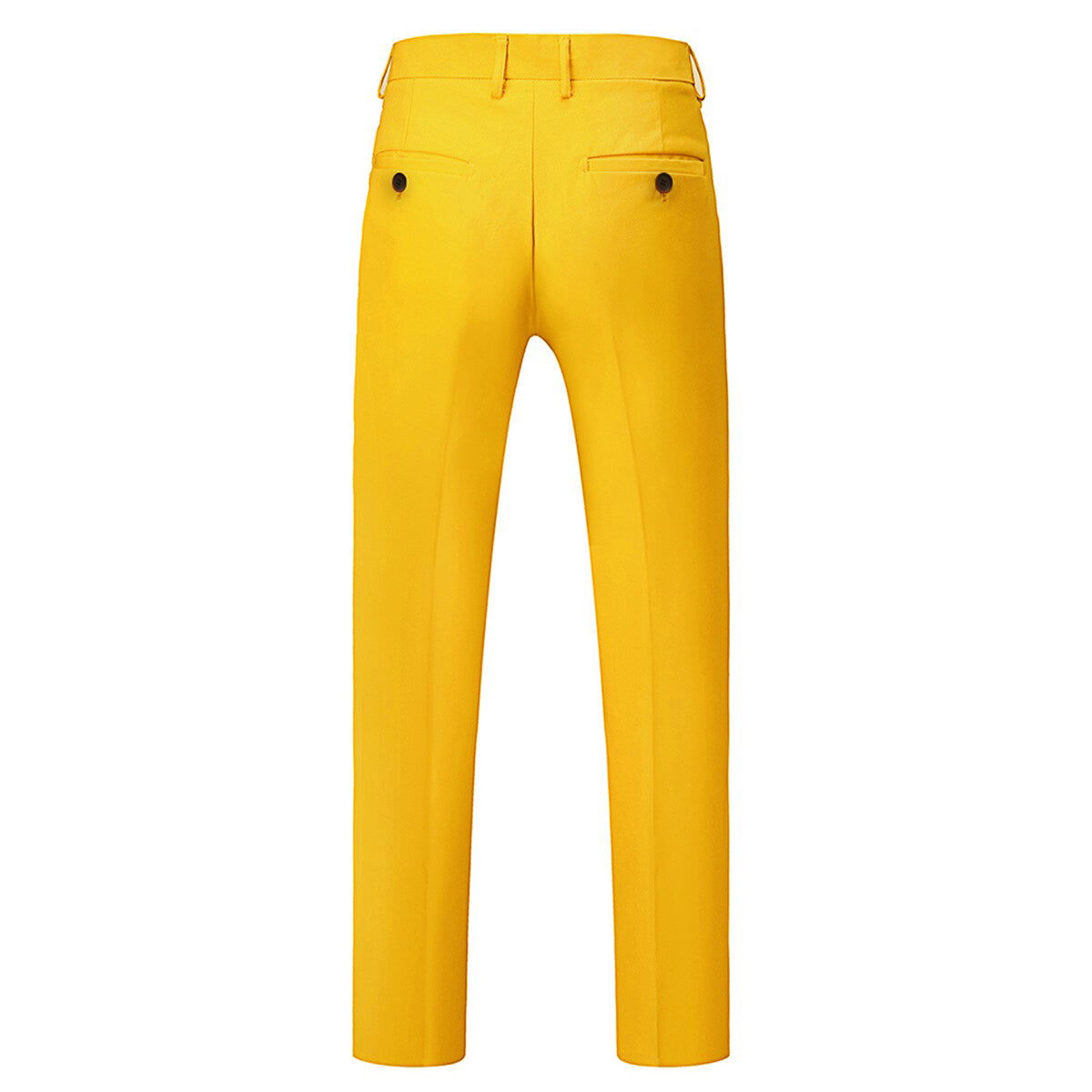 3-Piece Slim Fit Solid Color Jacket Smart Wedding Formal Suit Yellow - Cloudstyle