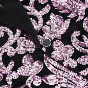 Pink Sequins Blazer Shawl Collar Blazer