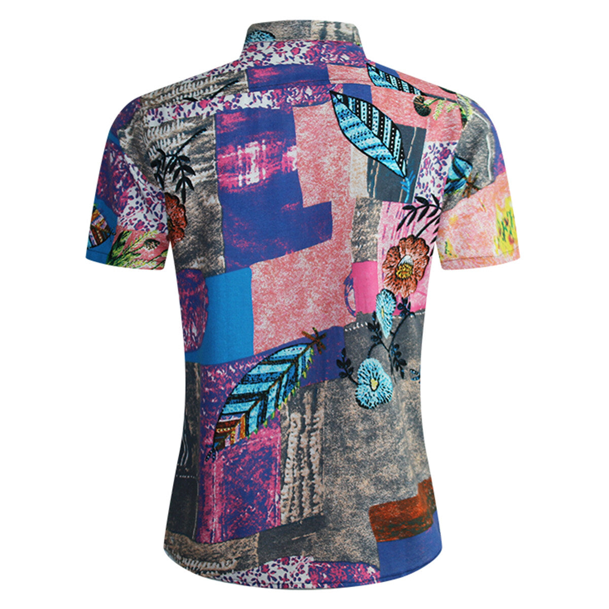 Stylish Men's Floral Print Collar Short Sleeve Shirt