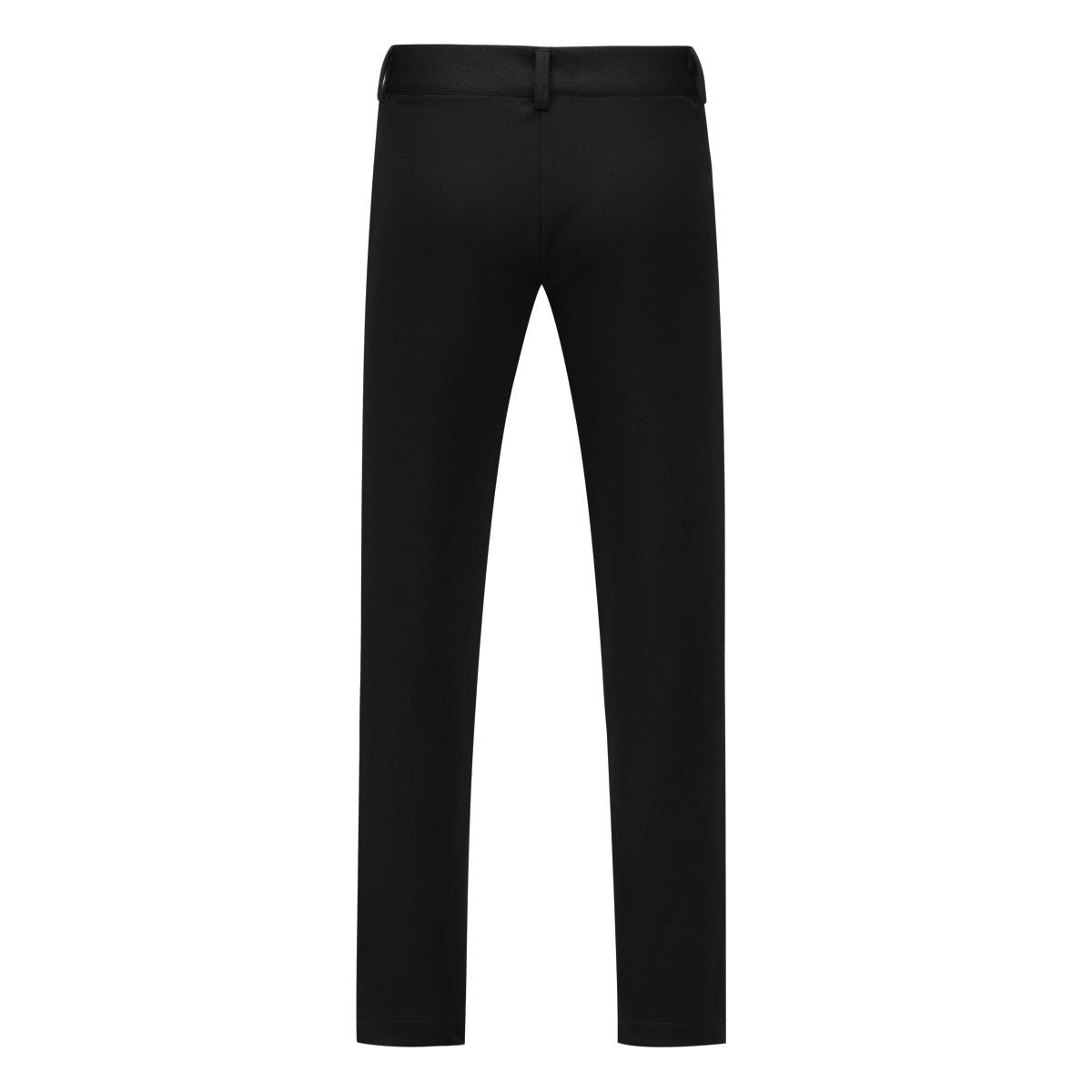 Black # Men's slim fit 2-piece single-breasted suit with button closure, solid black formal blazer jacket with matching trousers, stretch polyester viscose blend fabric for business, office, wedding, prom and daily wear, isolated on white background.