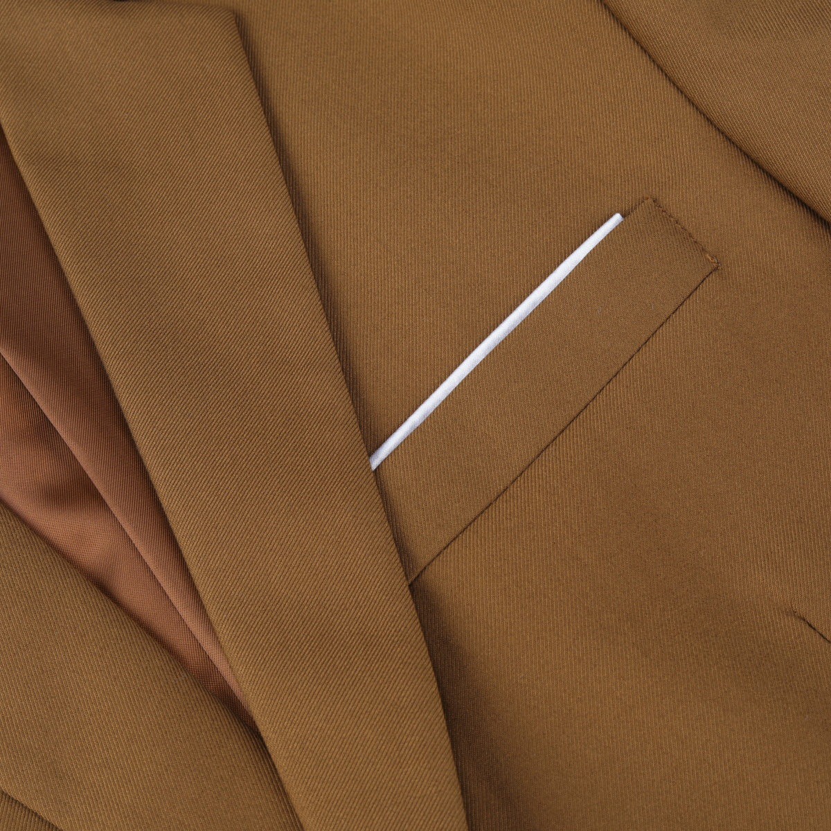 Coffee # Men's slim fit 2-piece suit with two-button closure and notch lapel, solid coffee formal blazer jacket with matching flat-front trousers, versatile business wear for office, wedding, prom and daily occasions, isolated on white background.
