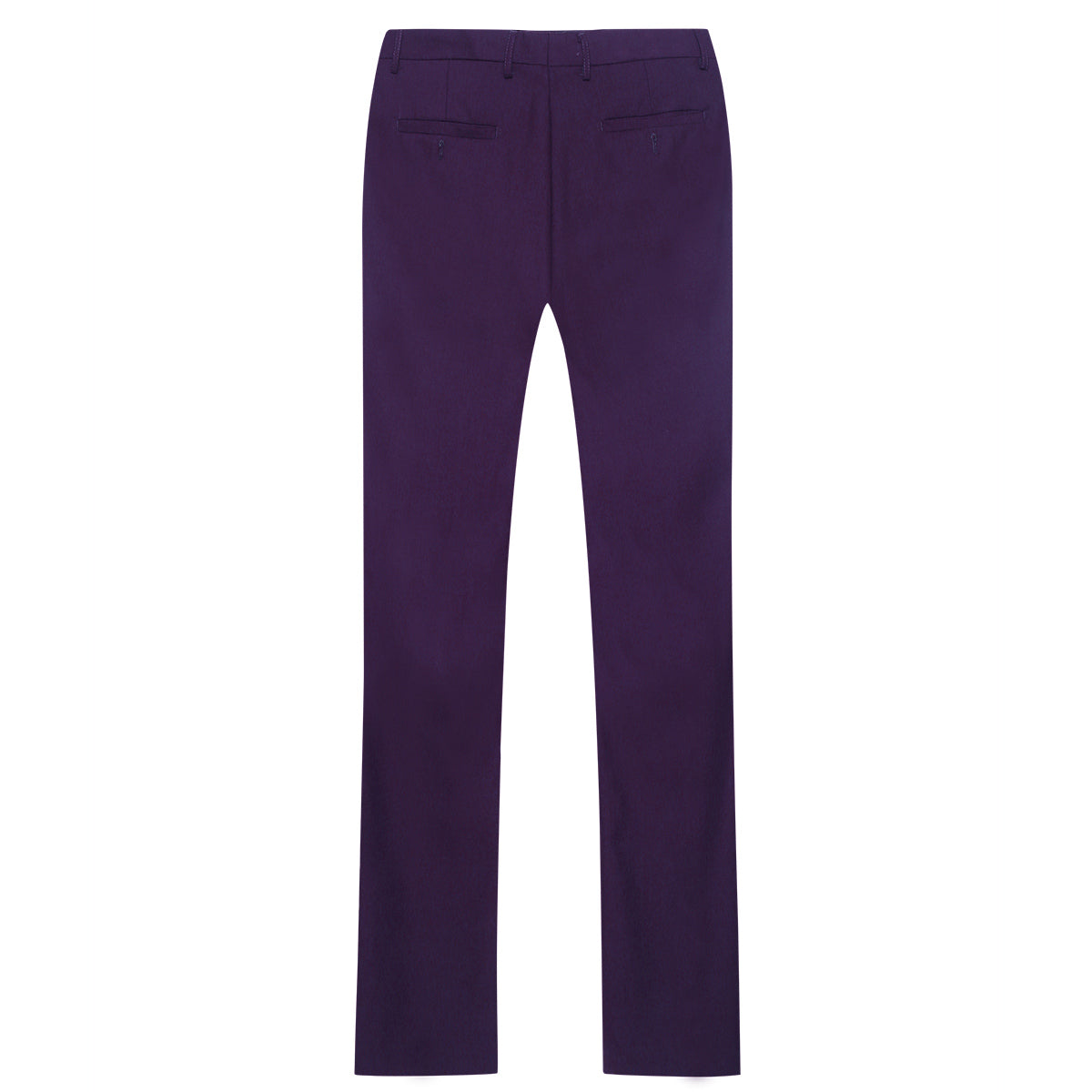 Purple # Men's slim fit 2-piece suit with two-button closure and notch lapel, solid purple formal blazer jacket with matching flat-front trousers, versatile business wear for office, wedding, prom and daily occasions, isolated on white background.