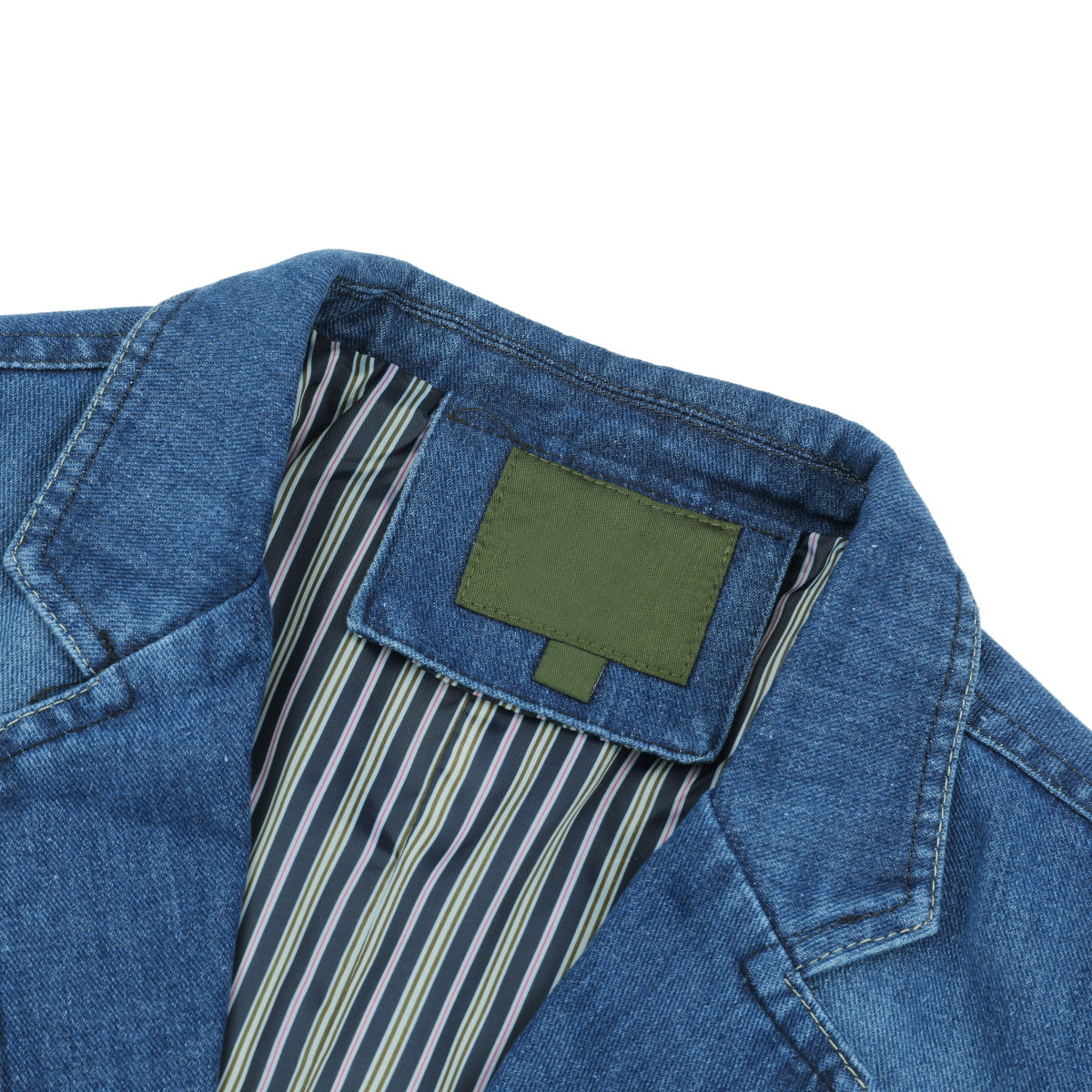 Light Blue # Men's multi-pocket denim casual blazer with one-button notch lapel and dual side vents, tailored-fit light blue sport coat jacket with flap pockets and subtle shiny fabric, versatile cotton polyester blend for daily wear, office, party and casual outings, isolated on white background.