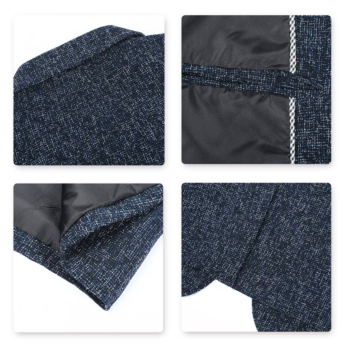 Blue # Men's notch lapel single-breasted blazer, classic solid blue sport coat jacket with flat collar and environmental protection buttons, premium polyester viscose blend fabric for business, office, wedding and daily wear, isolated on white background.