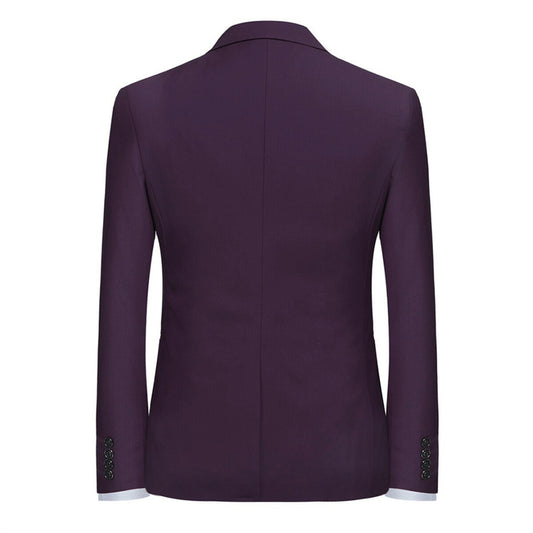 Indigo # Men's one-button casual blazer with flat collar and single-breasted closure, stylish indigo sport coat jacket with premium polyester viscose blend fabric and eco-friendly buttons for business, office, wedding and daily wear, isolated on white background.