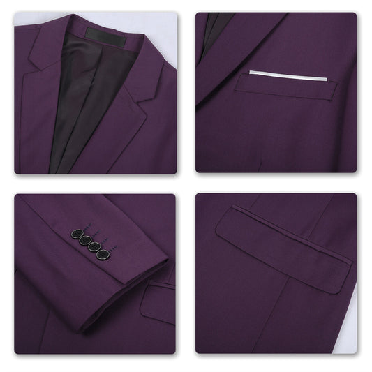 Indigo # Men's one-button casual blazer with flat collar and single-breasted closure, stylish indigo sport coat jacket with premium polyester viscose blend fabric and eco-friendly buttons for business, office, wedding and daily wear, isolated on white background.