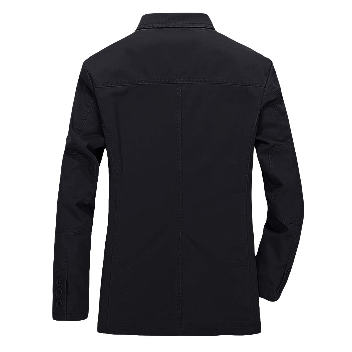 Black # Men's casual 2-button slim fit autumn blazer, notched lapel single-breasted sport coat with lightly padded shoulders and multiple pockets, versatile black jacket for business, office, school and daily wear, isolated on white background.