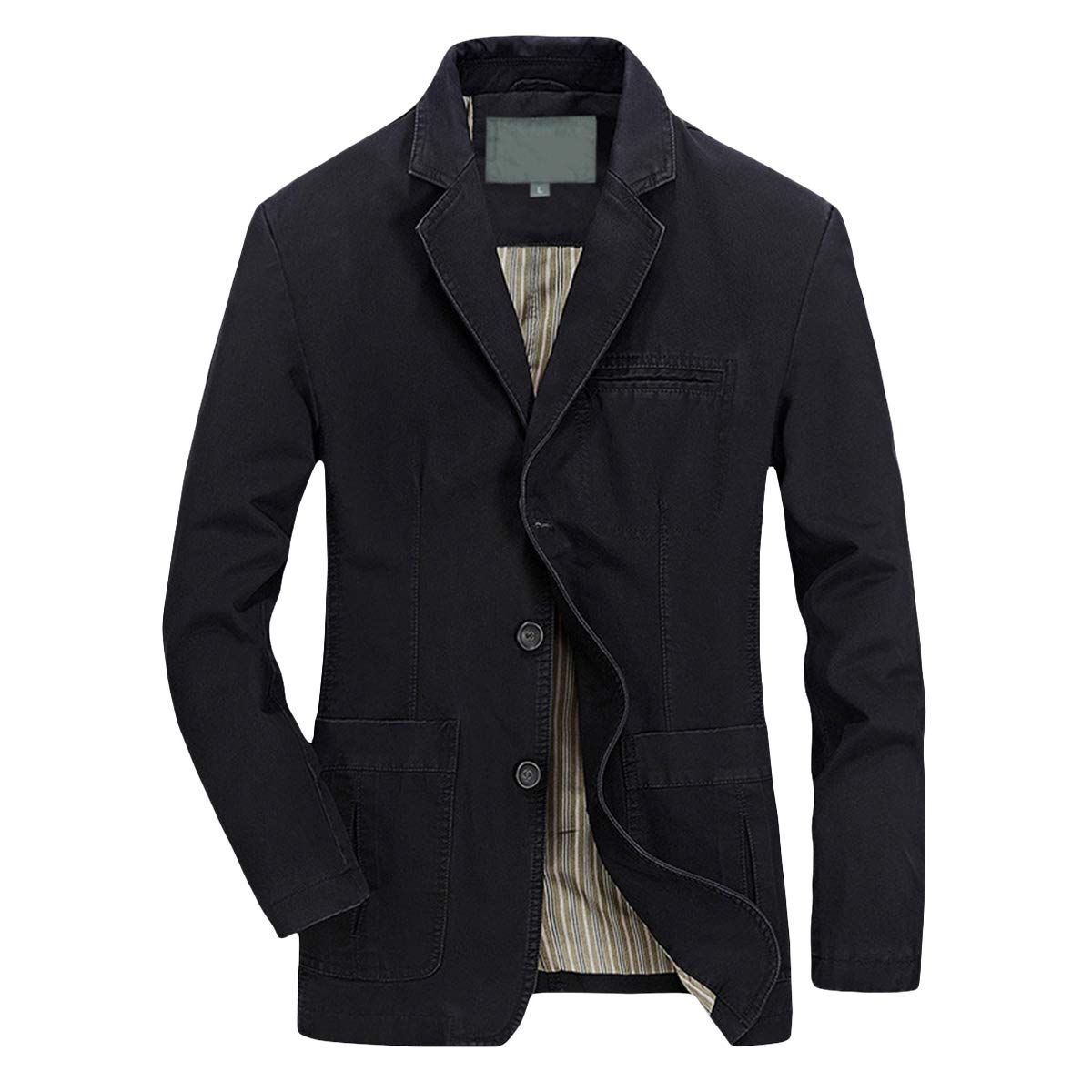 Army Green # Men's slim fit casual blazer, 2-button single-breasted sport coat with notched lapel and lightly padded shoulders, versatile army green jacket for business, office, school and daily wear, isolated on white background.