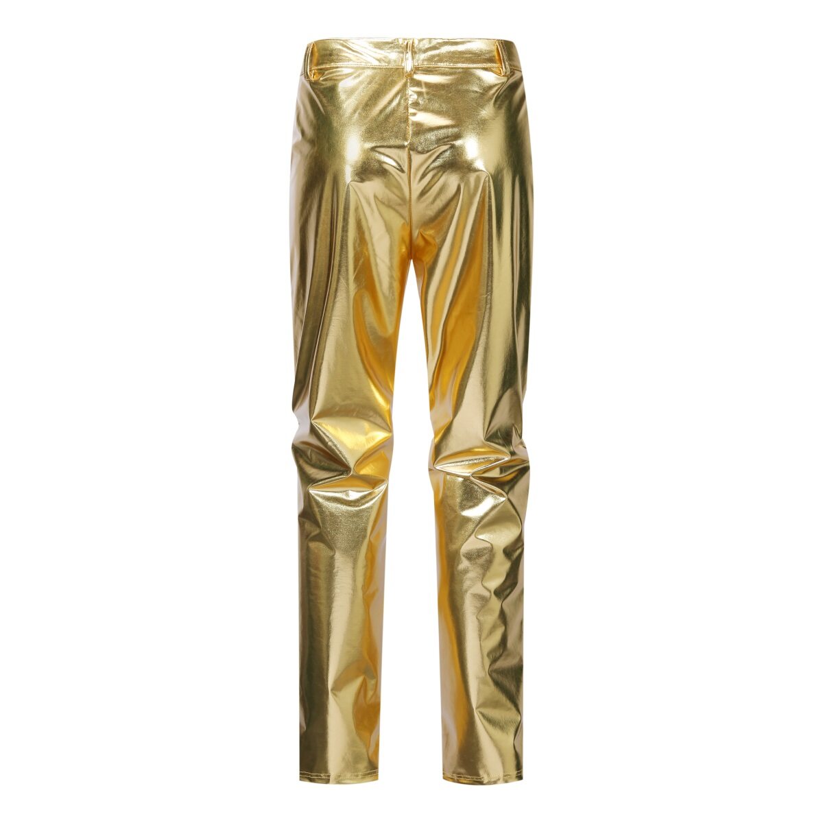 Gold # Men's slim fit 2-piece stand collar glitter suit with one-button closure and shawl collar, golden sparkle formal blazer jacket with fully lined interior and matching flat-front trousers for party, prom, wedding and stage performance, isolated on white background.