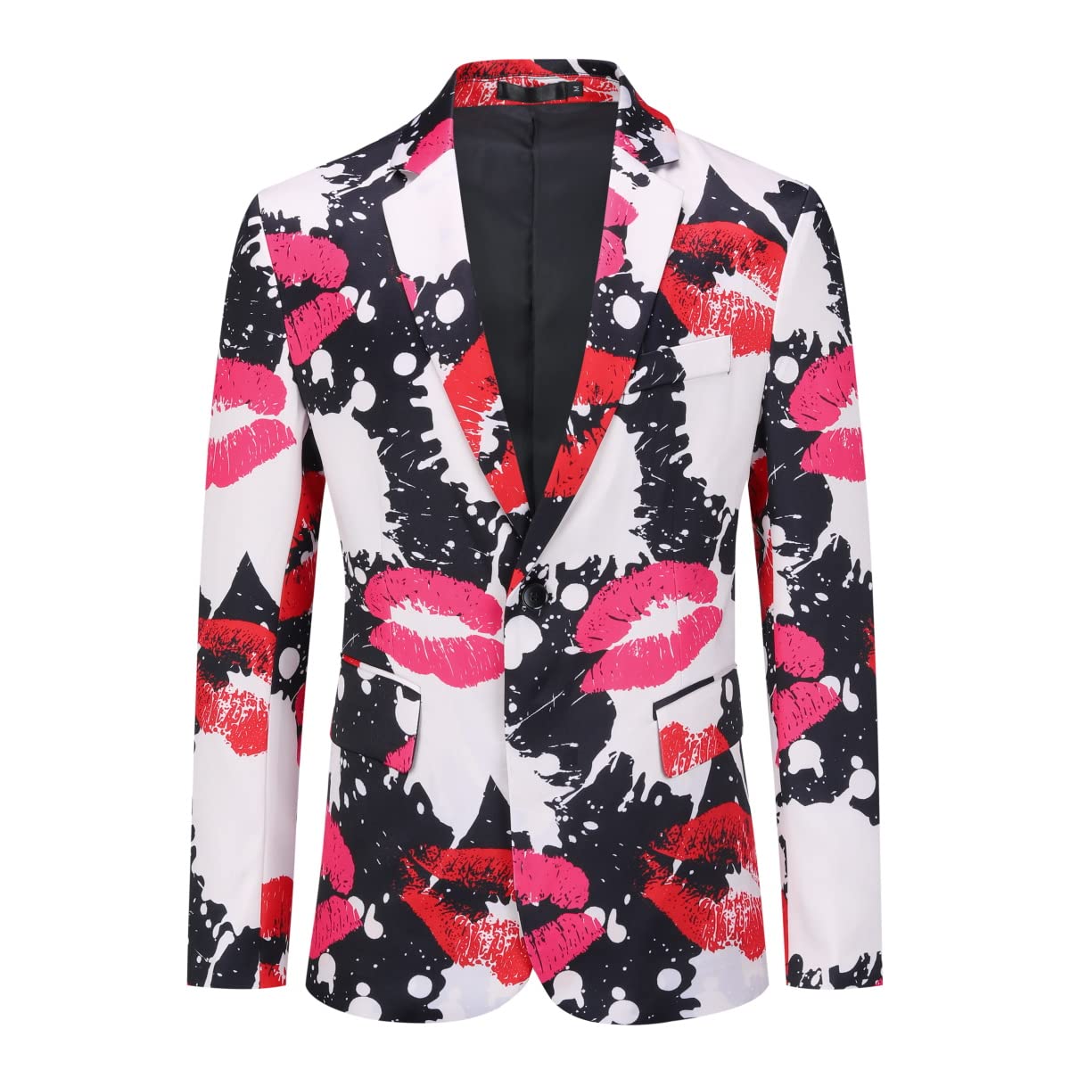 Floral 03 # Men's floral printed two-button casual blazer, single-breasted notch lapel sport coat with novelty floral pattern, cotton-polyester blend jacket for party, wedding, date and daily wear, isolated on white background.
